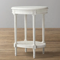 Table d'appoint en bois massif sculpté, style vintage, avec rangement en rotin, pour salon, chambre à coucher, meubles de maison