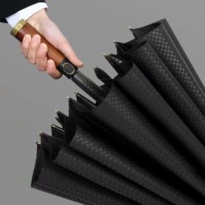 400T Dark Pattern 16 Bone Straight Handle <b>Umbrella</b> Anti-strong Wind Double Lotus Bone 120cm Long Handle <b>Umbrella</b> - Product Image 3