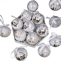 Ornements de Noël en forme de boule imprimée Aliexpress, décorations suspendues en forme d'élk pour arbre de Noël, modèle 75-014L, 14 par boîte