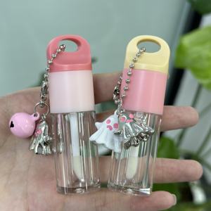 Tabung Lip Gloss Transparan Bulat Plastik 4ml dengan Gantungan Kunci, Bentuk Tongkat Kuas Besar Lucu untuk Halloween - Product Image 4