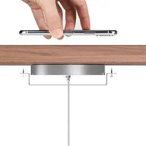 新款趋势产品铝合金嵌入办公桌长途20毫米快速充电器15w餐桌无线充电器