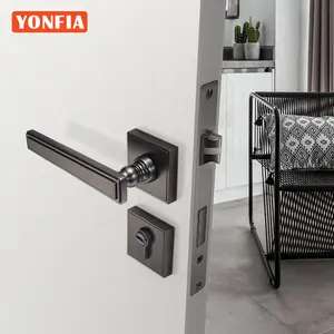 YONFIA 805107N son çinko alaşım lüks ahşap güvenlik gömme ana kapı kolu tasarım Modern siyah kolu kapı kolu ve kilit
