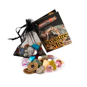 36 Bags/Set Pyrite Coin Crystal Gem Pirates Treasure In Organza Bag For Kid Children