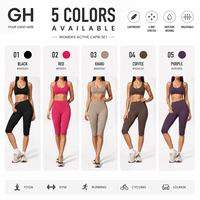 Ensemble de sport pour femme GH avec logo personnalisé, col en V, coupe ajustée, respirant, grande taille, séchage rapide, léger, pour le yoga