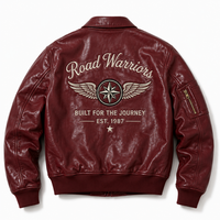 Blouson aviateur en cuir bordeaux personnalisé avec logo, blouson de pilote rouge vin pour homme, fabricant de blousons universitaires à marque privée, usine OEM