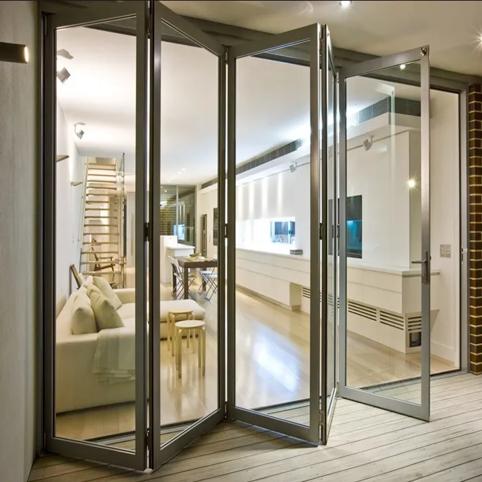 2024 APRO customized waterproof exterior aluminum accordion doors glass bifold doors patio bi folding door