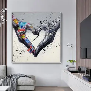 Coeur Graffiti Art toile peinture amour mains mur Art affiches et impressions image décorative pour salon décor à la maison