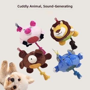 Jouet pour chien en peluche couineur, animaux couchés (Lion, Éléphant, Ours et <span class=keywords><strong>Cochon</strong></span>) avec bruit froissé, vente en gros - Product Image 2
