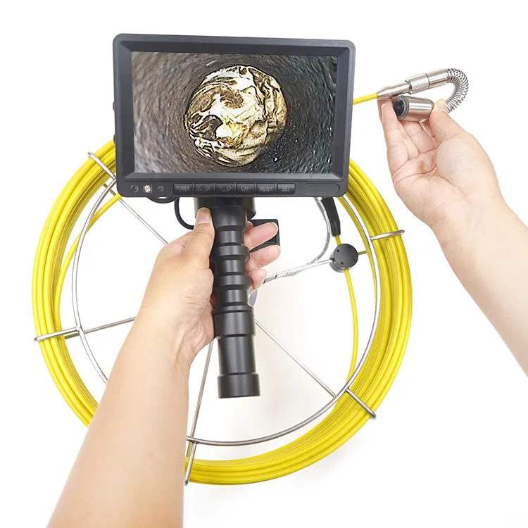 16mm lens industrial inspection borescope mini pipe push rod camera with meter counter