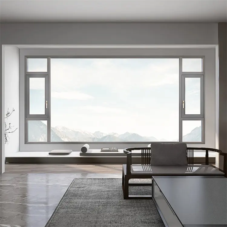 Fabbrica all'ingrosso Villa casa Design moderno in alluminio vetro francese finestre a battente