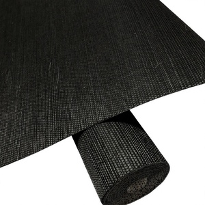 Papier peint mural en sisal noir texturé à rayures écossaises, panneau mural décoratif en plantes naturelles pour la décoration de chambre d'hôtel - Product Image 3