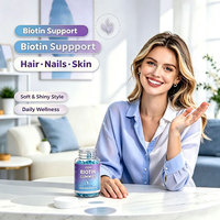 Gummies beauté à la biotine, oursons bleus, favorisent la santé des cheveux, la force des ongles et le bien-être de la peau, 60 unités, OEM/ODM