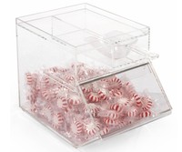 Mini boîte à bonbons en perspex transparente, distributeur de bonbons en lucite, bac à bonbons en acrylique personnalisé à 2 compartiments