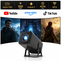 Projecteur Android Smart Home Cinéma 720P avec prise en charge du décodage vidéo 4K, haut-parleurs stéréo HIFI intégrés, vidéo LED, mini portable
