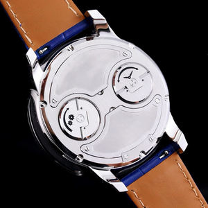Reloj Mecánico para Hombre Estilo Astronomia Tourbillon con Esfera de Cielo Estrellado, Caja Plateada, Globo Terráqueo Giratorio y Correa de Cocodrilo Azul - Product Image 4