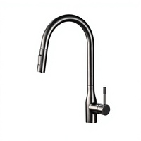 Évier de cuisine en cuivre avec robinet extractible pivotant en or brossé pour lavage de légumes et vaisselle, eau chaude et froide, idéal pour les stations de lavage