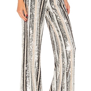 Custom Womens New Fashion Pants Sequin Stripe <b>Trousers</b> - Product Image 2