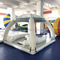 Île flottante de luxe personnalisée pour 6 à 8 personnes, avec tente, plateforme aquatique gonflable pour les loisirs aquatiques