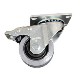 Mittelgroße 3-Zoll Antistatische Leitfähige TPR-Stahlplatten-Lenkrollen mit Bremse, Weiches Rad, Anpassbar, OEM 75mm Kugellager Gewinde - Product Image 1