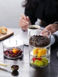 3 Tier <span class=keywords><strong>Stackable</strong></span> Glass <span class=keywords><strong>Cookie</strong></span> <span class=keywords><strong>Jar</strong></span> Borosilicate Thủy Tinh Ngăn Xếp Thực Phẩm <span class=keywords><strong>Jar</strong></span> - Product Image 3