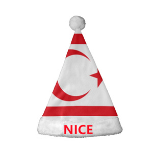 Chapeau de Noël personnalisé au design du Chypre du Nord, bonnet de Noël en polaire avec pompon blanc, couvre-chef festif et célébration de Noël - Product Image 1