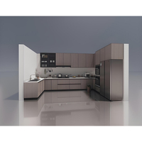 Ensemble d'armoires de cuisine en forme de U, design modulaire personnalisé, finition laquée haute brillance, armoires de cuisine en bois de luxe