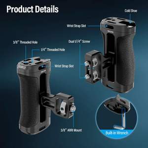 Poignée latérale <span class=keywords><strong>SIRUI</strong></span> avec localisation ARRI et double montage à vis de 1/4 "en option, poignée légère pour <span class=keywords><strong>appareil</strong></span> <span class=keywords><strong>photo</strong></span> avec sabot froid, clé - Product Image 3