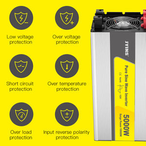 Inversor de Potência de Onda Senoidal Pura 12V 24V 48V DC para AC 220V 5000W Potência de Pico 10000 Watts - Product Image 2