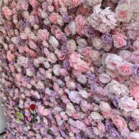 Décoration de mariage de luxe SPR, panneau mural de fleurs artificielles en soie 7D, roses violettes et roses, fait main, vente en gros
