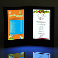 Couverture de menu LED double pages en PU noir uni pour inserts A5 sans logo