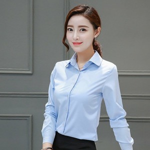 T26310 レディースプロフェッショナルシャツ 長袖スリムフィットオフィスブラウス テーラードワークシャツ モダンビジネスフォーマルシャツ - Product Image 5
