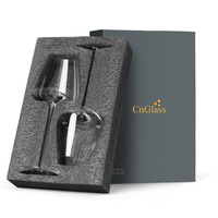 Verre à vin en cristal sans plomb CnGlass - Design moderne de luxe, forme de flûte, fabriqué à la main, écologique, capacité de 650 ml, compatible lave-vaisselle