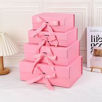 Boîte de beauté pliable en papier kraft imprimé sur mesure, à fermeture magnétique et ruban, pour mariage
