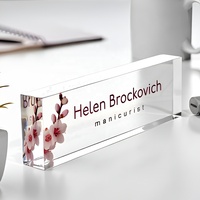 Ornement de bureau en acrylique transparent épais avec impression couleur UV haute définition, logo de bureau, décoration en cristal de verre