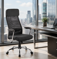 Chaise de bureau exécutive ergonomique moderne à dossier haut pivotante avec mécanisme d'inclinaison, hauteur réglable, en maille, mousse, tissu et PP