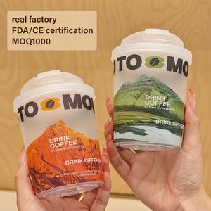แก้วกาแฟ/ชานมแบบใช้แล้วทิ้งขนาด 500 มล. เส้นผ่านศูนย์กลาง 90 มม.  พร้อมฟิล์มเคลือบด้านใน สำหรับเครื่องดื่มร้อน/เย็น วัสดุพลาสติก PP เกรดอาหาร - Product Image 1