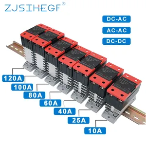 China Factory 10A 25A 40A 60A 80A 100A 120A Din Rail Mounted Solid State Relay SSR Single Phase DC Control AC With Heat Sink