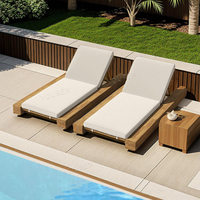 Nouveau style de fauteuil de lounge moderne Lit d'hôtel Mobilier de piscine en bois d'extérieur Chaise longue de plage