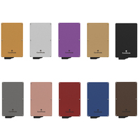 Dompet saku penyimpan kartu RFID, dompet ramping aluminium otomatis untuk Pop Out, dompet saku penyimpan kartu kredit logam modis pemblokir sinyal