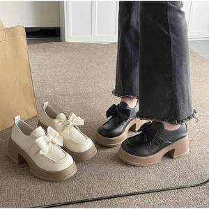 Hot New Ladies British Retro Leather Flats <b>Soft</b> Bottom Bow Muffin Casual <b>Shoes</b> - Product Image 4