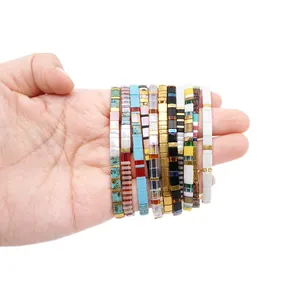 Go2boho, pulseras de cuentas elásticas de Tila de colores mezclados bohemias hechas a mano, pulsera de joyería de moda impermeable para mujer