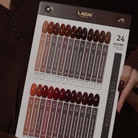 Ensemble de vernis gel Ladai, petit format, pointe dorée, moka, brun mat chaud, 24 couleurs, ensemble de vernis gel haut de gamme pour l'automne/l'hiver