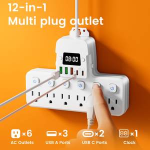 耐火性USB充電電源タップ、サージプロテクターとタイマー付き、家庭およびオフィス用高出力延長ソケット（卸売） - Product Image 3