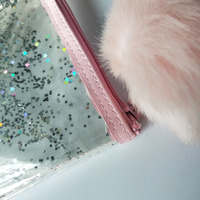 Trousse de toilette en PVC transparent à paillettes imperméable personnalisée pour trousse de toilette Pochette de maquillage d'artiste de marque privée à fermeture éclair à la mode