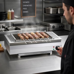 Commercial <b>Electric</b> Smokeless <b>BBQ</b> Grill 3kW Countertop Barbecue Grill for Steak Skewers Sausage and Restaurant Catering Use - Product Image 5