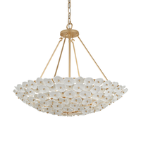 Lustre en céramique floral élégant et luxueux de style français moderne, blanc mat, luminaire suspendu en forme de fleur pour salon et salle à manger