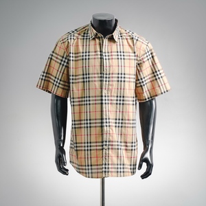 Chemise habillée à manches courtes pour homme en soie/coton, à carreaux, imprimé pailleté, boutonnée, pour le quotidien – Idéale pour le dropshipping - Product Image 1