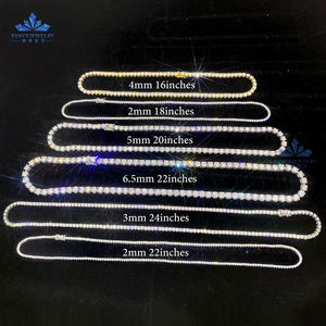 Kalung dan gelang rantai berlian hasil lab, bersertifikat CVD IGI, kualitas VVS, bertabur berlian, perak 925, emas 9K, 10K, 14K, 18K - Product Image 1