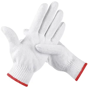China Wholesale 30-60g/Pairs White Cotton Knitted Hand Glove Guante Safety Work Gloves