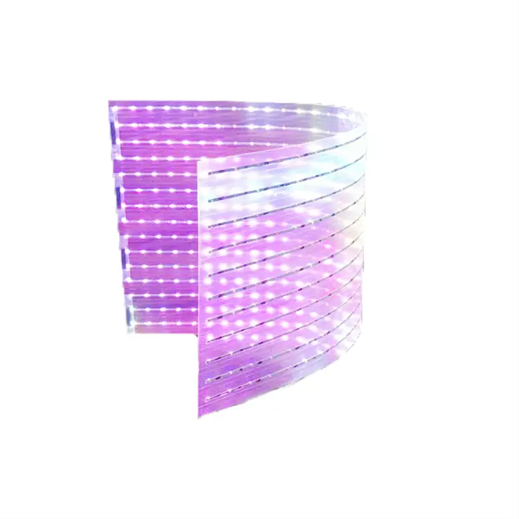 Schermo di visualizzazione a Led con pellicola trasparente morbida più venduto caldo P6 P10 P15 per parete Tv tenda di vetro adesivo Super sottile